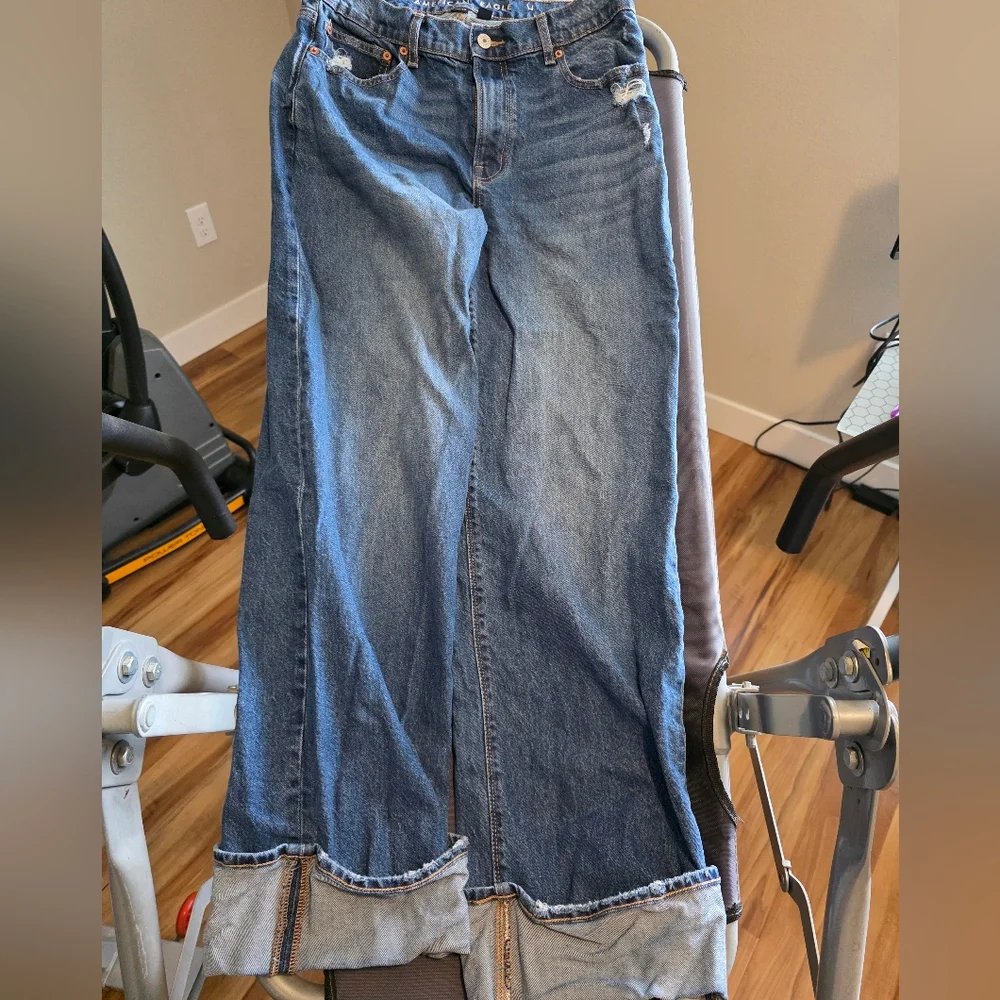 American Eagle Outfitters Baggy Wide Leg Blue Jeans - Picture 2 of 5